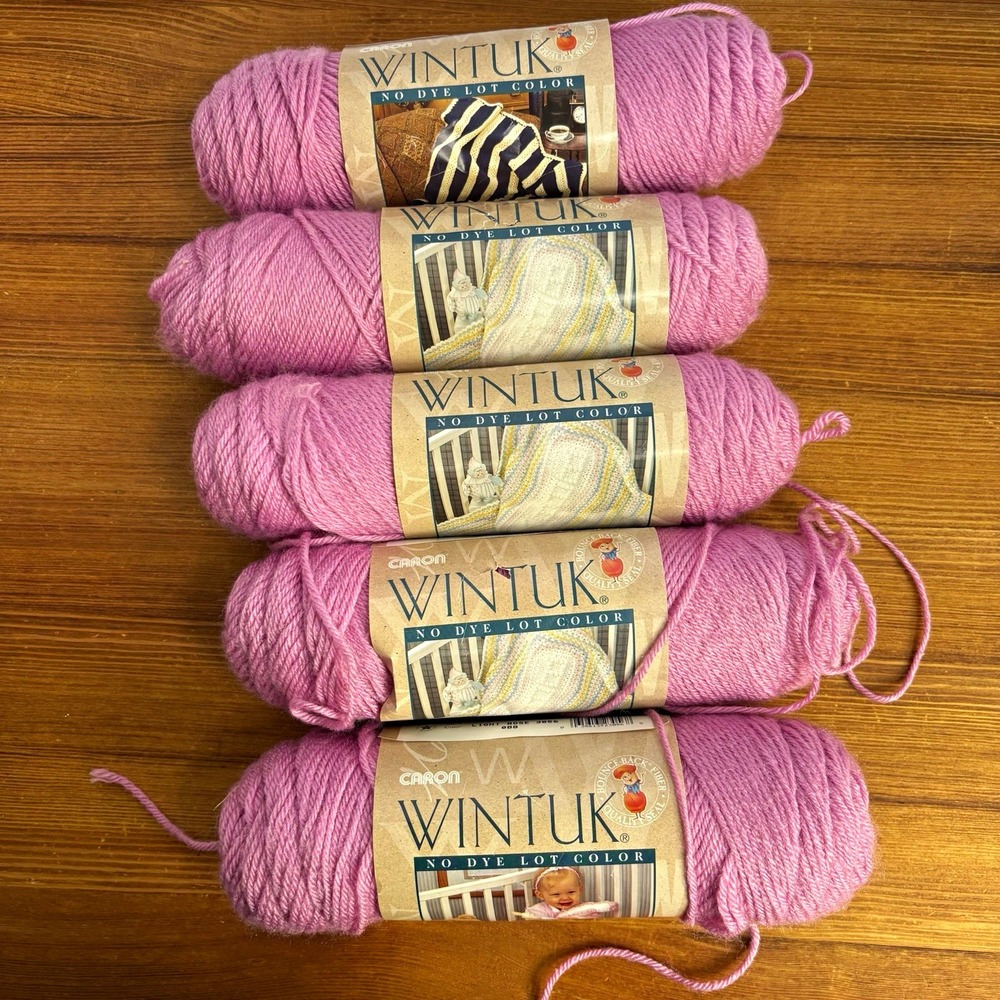 5 Caron Wintuk Yarn Lot Light Rose 4 Ply Worsted 100% Monsanto Acrylic 3.5 each